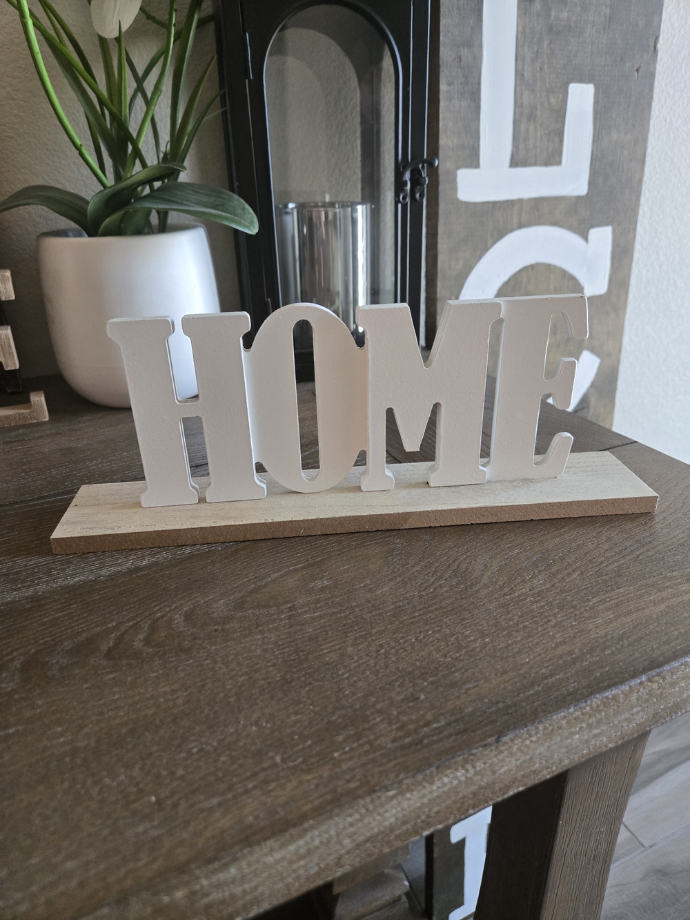 HOME Decorative Wood Tabletop Sign - White